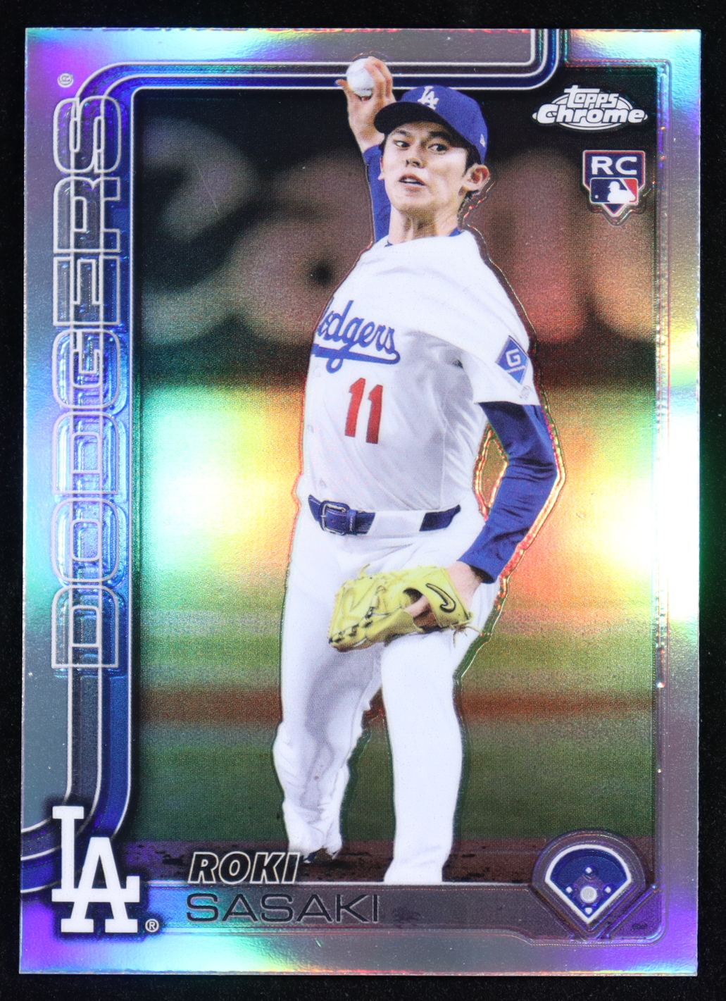 Roki Sasaki 2025 Topps Chrome Refractors #217 RC at PristineAuction.com Roki Sasaki 2025 Topps Chrome Refractors #217 RC at PristineAuction.com