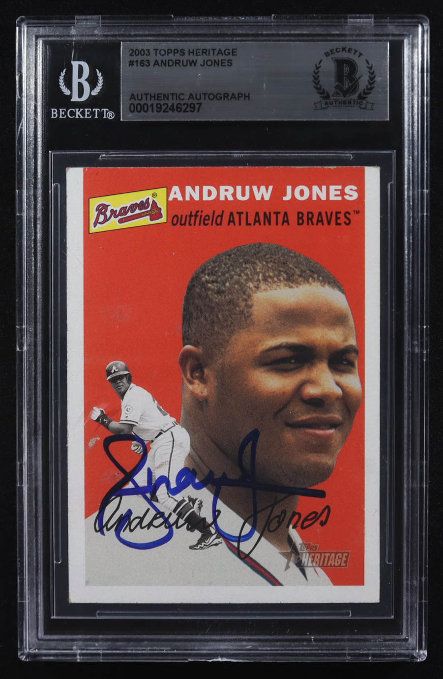 Andruw Jones Signed 2003 Topps Heritage #163 (BGS) at PristineAuction.com Andruw Jones Signed 2003 Topps Heritage #163 (BGS) at PristineAuction.com