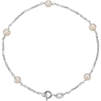 White Cultured Freshwater Pearl 5 Station Bracelet 4-4.5mm at PristineAuction.com