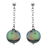 Black Cultured Freshwater Pearl Earrings 12-13mm at PristineAuction.com