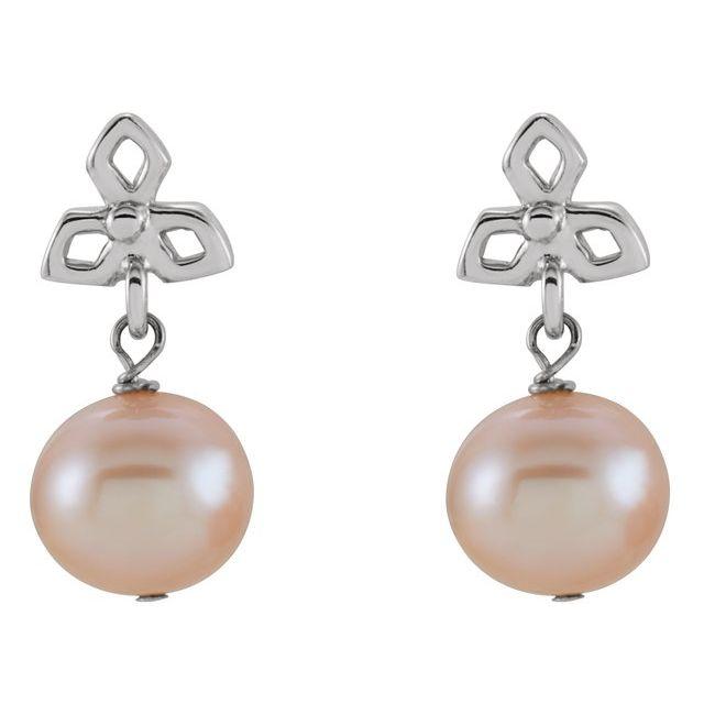 Pink Cultured Freshwater Pearl Dangle Earrings 8-9mm at PristineAuction.com Pink Cultured Freshwater Pearl Dangle Earrings 8-9mm at PristineAuction.com