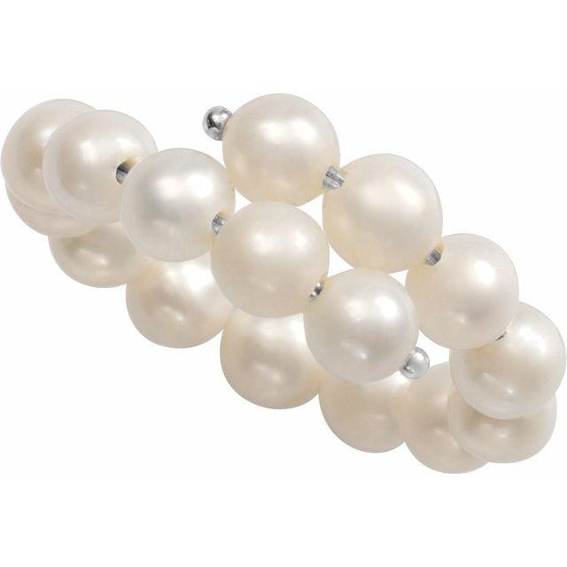 White Cultured Freshwater Pearl Flexible Ring at PristineAuction.com White Cultured Freshwater Pearl Flexible Ring at PristineAuction.com