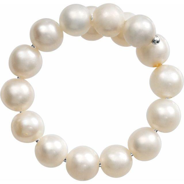 White Cultured Freshwater Pearl Flexible Ring at PristineAuction.com White Cultured Freshwater Pearl Flexible Ring at PristineAuction.com