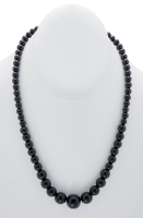 Black Agate Graduated Bead Necklace 18" at PristineAuction.com