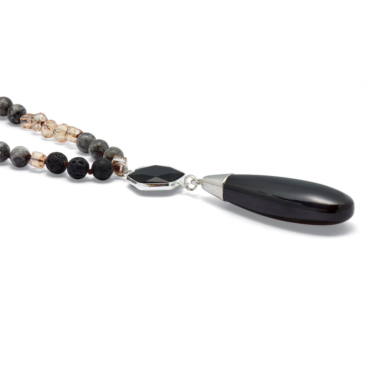 Genuine Black Agate Drop Necklace 32" at PristineAuction.com Genuine Black Agate Drop Necklace 32" at PristineAuction.com