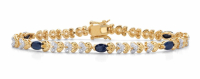 3.01 Carats Genuine Sapphire and Diamond Heart-Link Bracelet 7.25" at PristineAuction.com