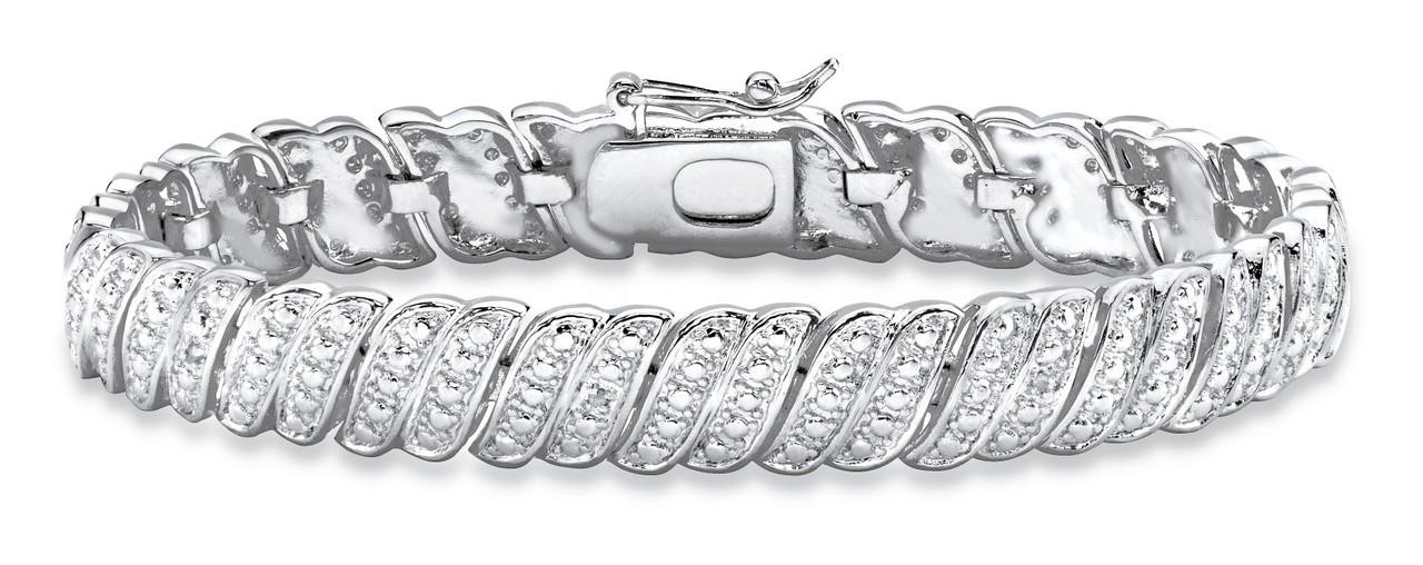 Diamond Accent S-Link Bracelet Diamond-Cut 7.5 Inches at PristineAuction.com Diamond Accent S-Link Bracelet Diamond-Cut 7.5 Inches at PristineAuction.com