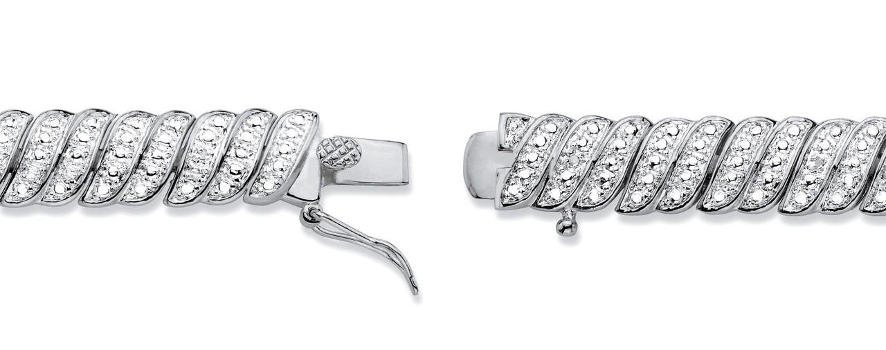 Diamond Accent S-Link Bracelet Diamond-Cut 7.5 Inches at PristineAuction.com Diamond Accent S-Link Bracelet Diamond-Cut 7.5 Inches at PristineAuction.com