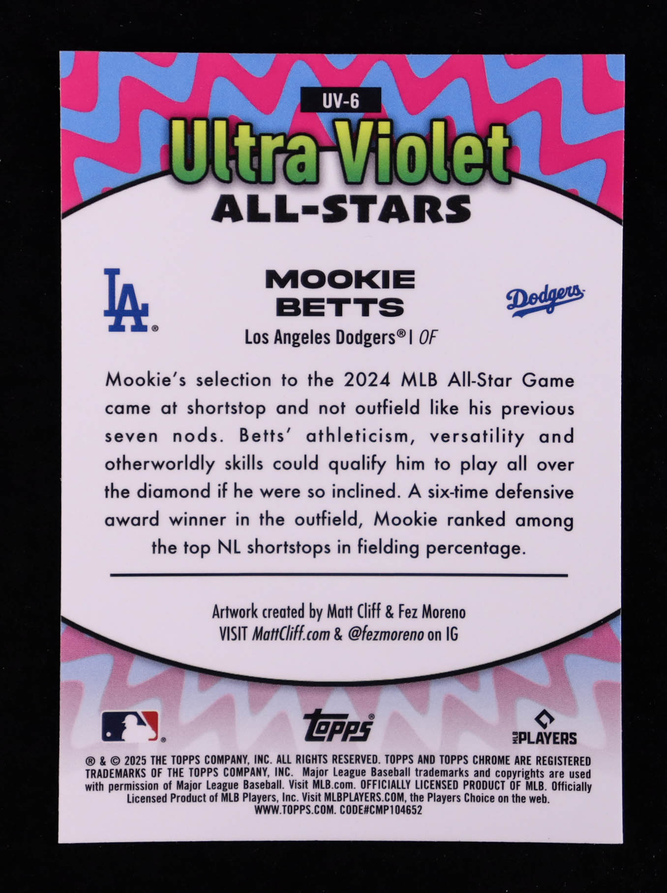 Mookie Betts 2025 Topps Chrome Ultra Violet All-Stars #UV6 at PristineAuction.com Mookie Betts 2025 Topps Chrome Ultra Violet All-Stars #UV6 at PristineAuction.com