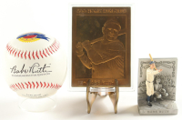 Babe Ruth Yankees Commemorative Set With Baseball, 4oz Bronze Card & Pewter Mini Fig at PristineAuction.com