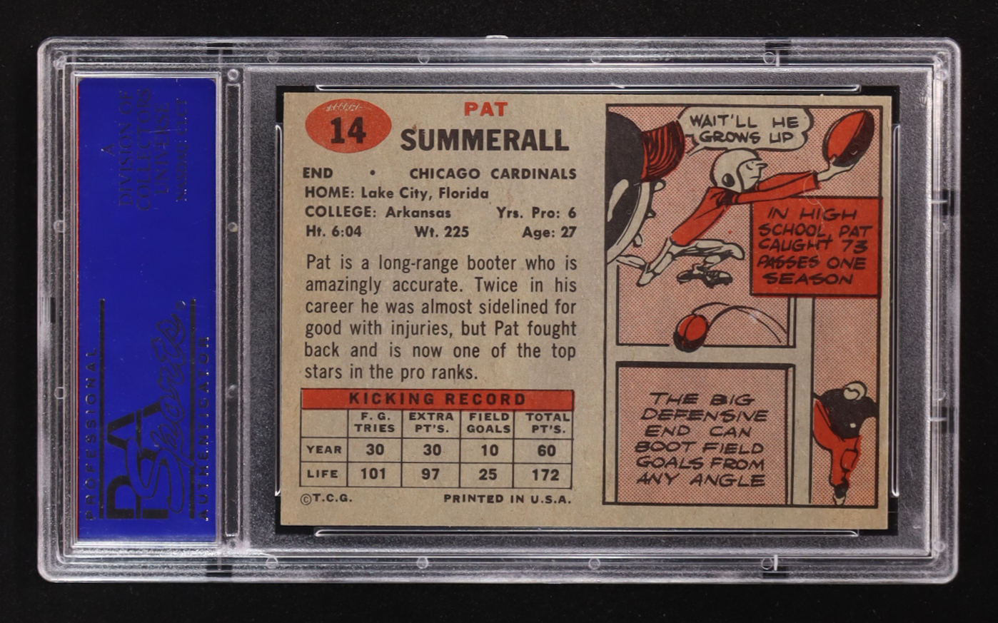Pat Summerall 1957 Topps #14 (PSA 8) at PristineAuction.com Pat Summerall 1957 Topps #14 (PSA 8) at PristineAuction.com