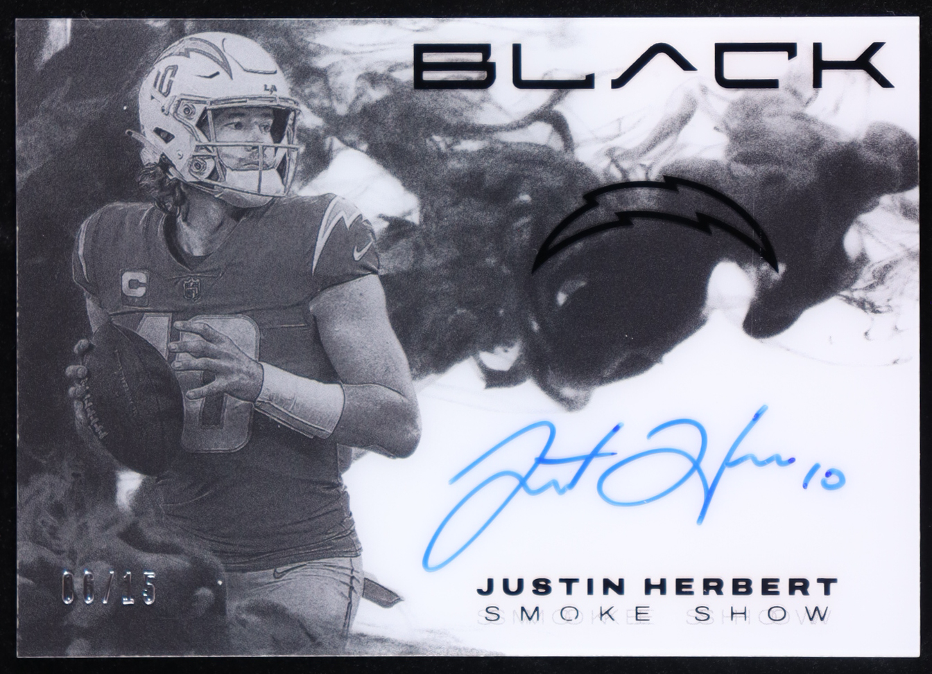 Justin Herbert 2023 Panini Black Smoke Show Autographs #17 #06/15 at PristineAuction.com Justin Herbert 2023 Panini Black Smoke Show Autographs #17 #06/15 at PristineAuction.com
