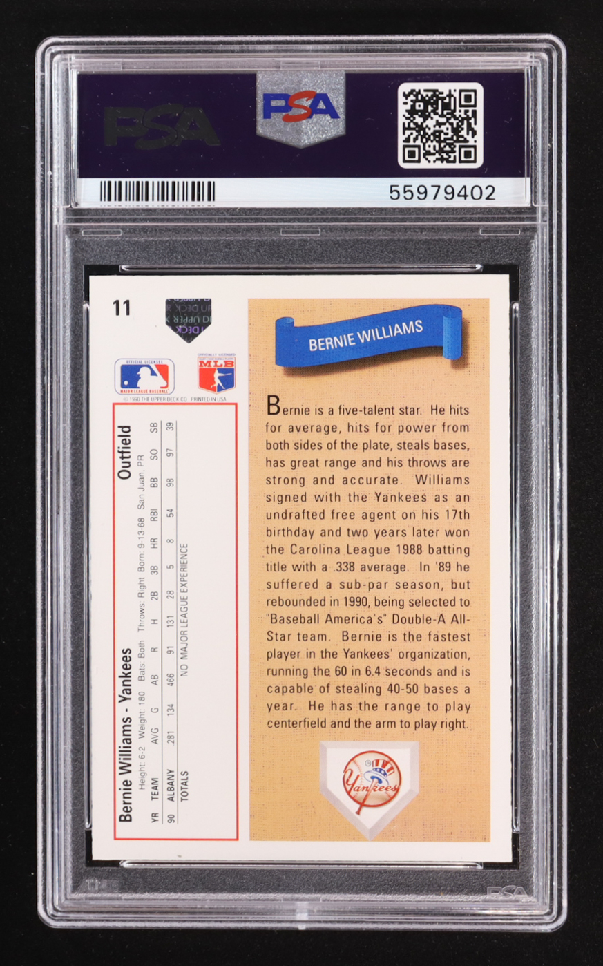 Bernie Williams 1991 Upper Deck #1 RC (PSA 9) at PristineAuction.com Bernie Williams 1991 Upper Deck #1 RC (PSA 9) at PristineAuction.com