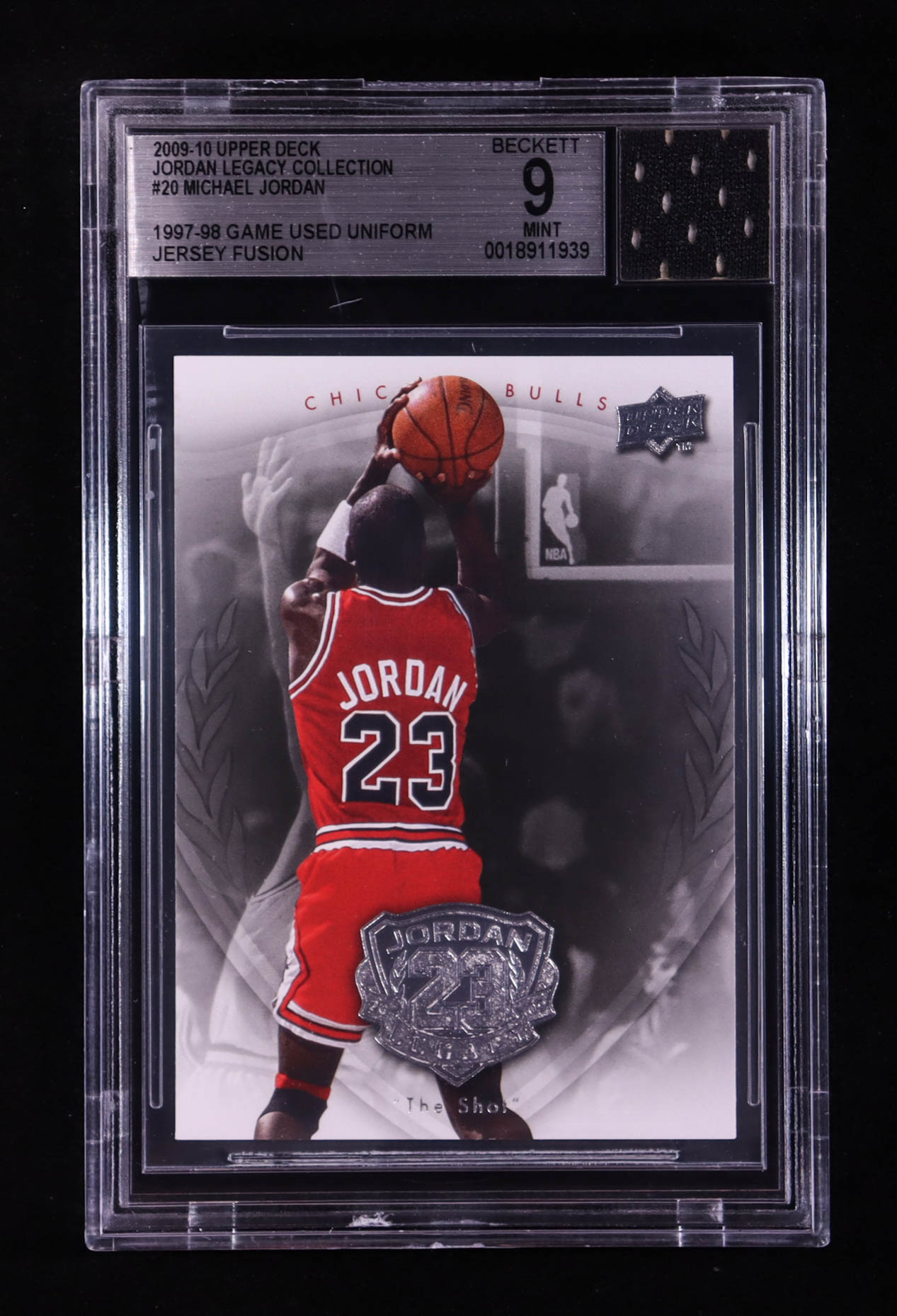 Michael Jordan 2009-10 Upper Deck Michael Jordan Legacy Collection #20 With Game-Used Uniform Swatch (BGS 9) at PristineAuction.com Michael Jordan 2009-10 Upper Deck Michael Jordan Legacy Collection #20 With Game-Used Uniform Swatch (BGS 9) at PristineAuction.com