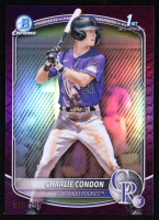 Charlie Condon 2025 Bowman Chrome Prospects Fuchsia Reptilian Refractors #BCP75 #030/199 RC at PristineAuction.com