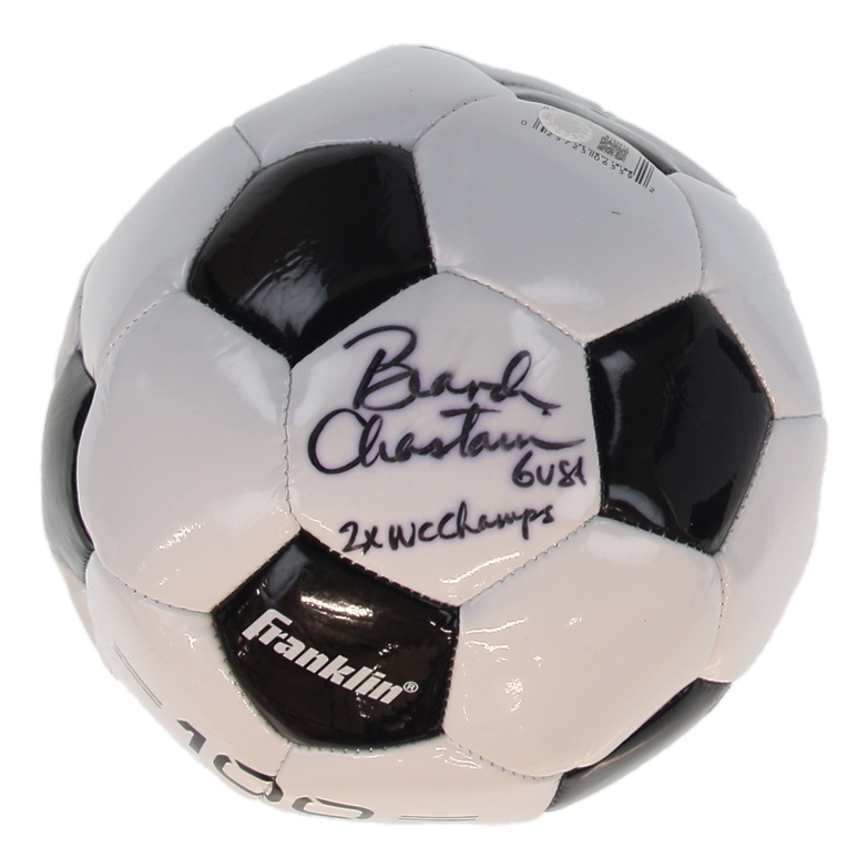 Brandi Chastain Signed Franklin Soccer Ball Inscribed "2x WC Champs" & "6 USA" (Schwartz) at PristineAuction.com Brandi Chastain Signed Franklin Soccer Ball Inscribed "2x WC Champs" & "6 USA" (Schwartz) at PristineAuction.com