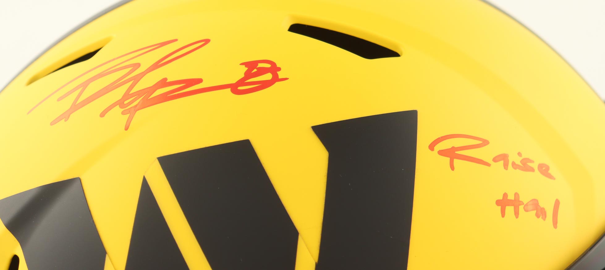 Brian Robinson Jr. Signed Commanders Full-Size Rave Alternate Speed Helmet With Visor Inscribed "Raise Hail" (JSA) at PristineAuction.com Brian Robinson Jr. Signed Commanders Full-Size Rave Alternate Speed Helmet With Visor Inscribed "Raise Hail" (JSA) at PristineAuction.com