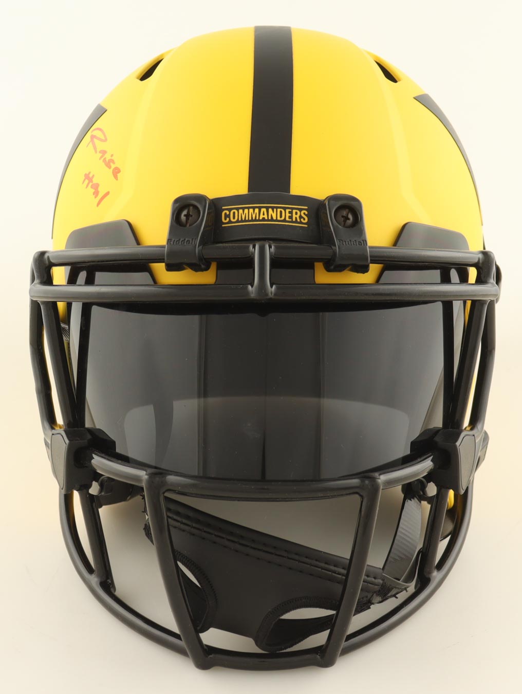 Brian Robinson Jr. Signed Commanders Full-Size Rave Alternate Speed Helmet With Visor Inscribed "Raise Hail" (JSA) at PristineAuction.com Brian Robinson Jr. Signed Commanders Full-Size Rave Alternate Speed Helmet With Visor Inscribed "Raise Hail" (JSA) at PristineAuction.com