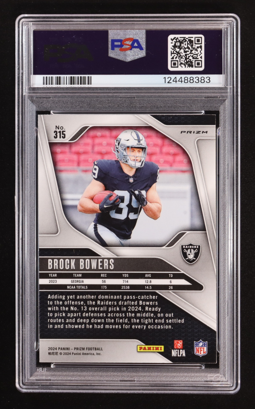 Brock Bowers 2024 Panini Silver Prizm #315 RC (PSA 9) at PristineAuction.com Brock Bowers 2024 Panini Silver Prizm #315 RC (PSA 9) at PristineAuction.com