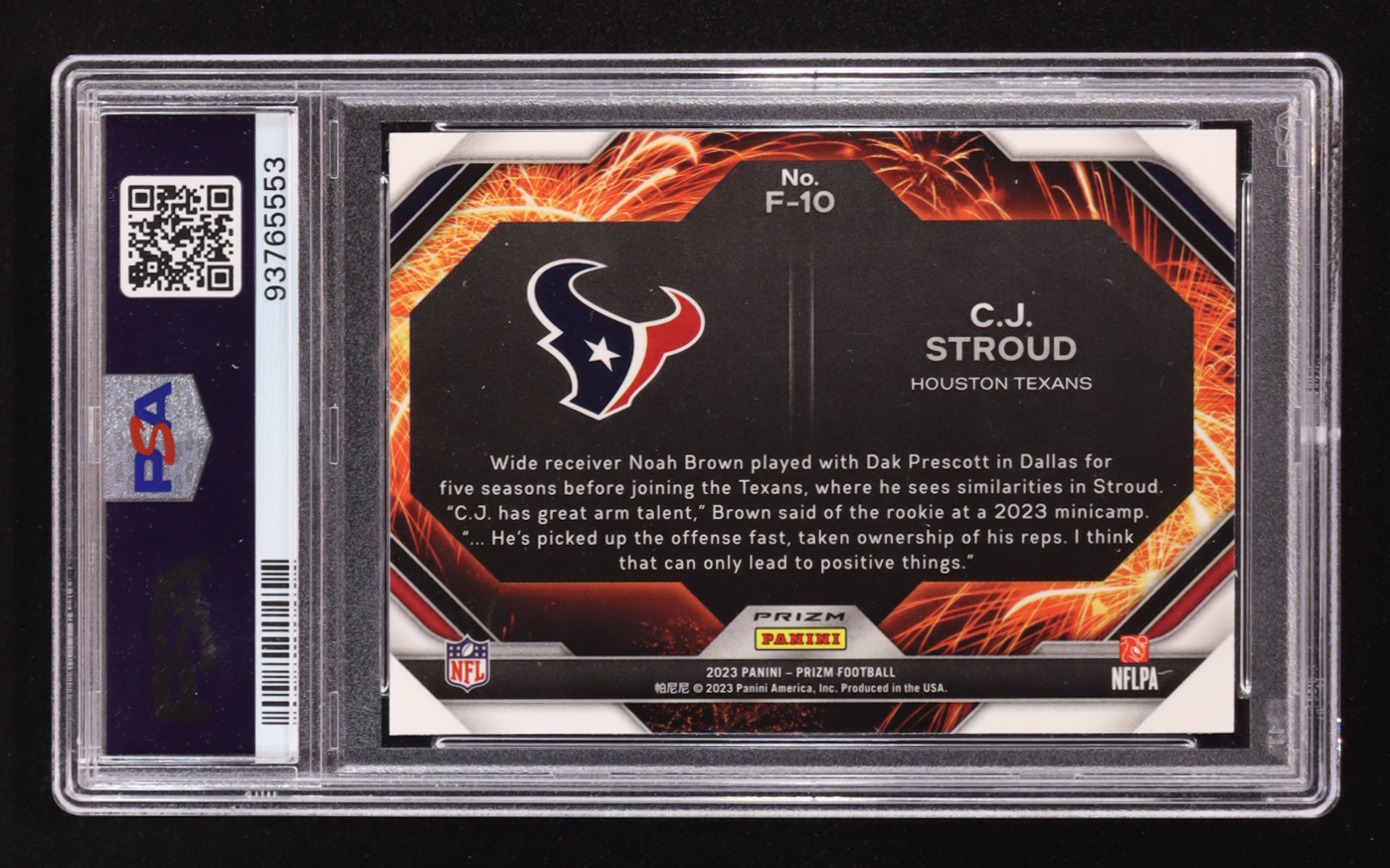 CJ Stroud 2023 Panini Prizm Fireworks Green Wave #F-10 RC (PSA 10) at PristineAuction.com CJ Stroud 2023 Panini Prizm Fireworks Green Wave #F-10 RC (PSA 10) at PristineAuction.com