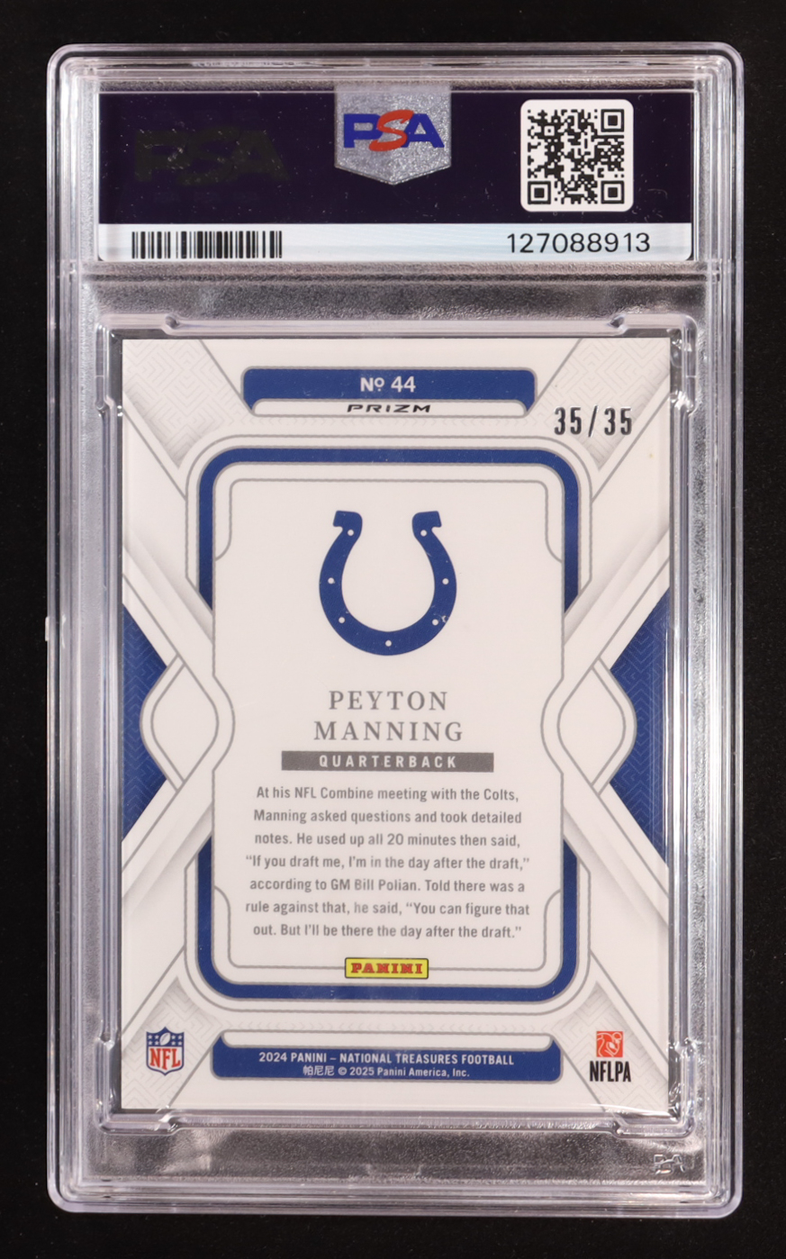 Peyton Manning 2024 Panini National Treasures Premium #44 #35/35 (PSA 9) at PristineAuction.com Peyton Manning 2024 Panini National Treasures Premium #44 #35/35 (PSA 9) at PristineAuction.com