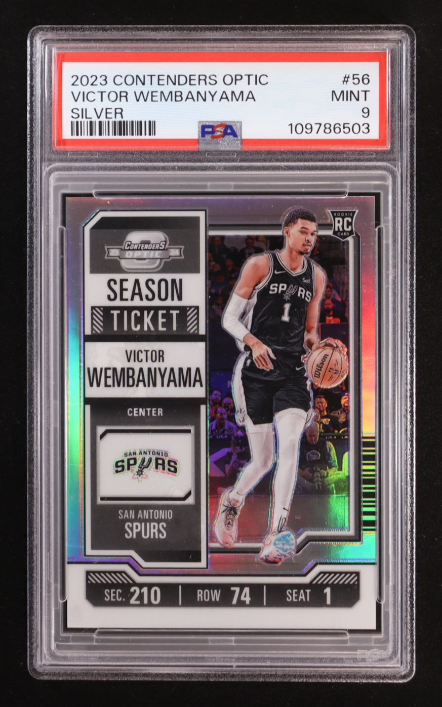 Victor Wembanyama 2023-24 Panini Contenders Optic Silver #56 RC (PSA 9) at PristineAuction.com Victor Wembanyama 2023-24 Panini Contenders Optic Silver #56 RC (PSA 9) at PristineAuction.com