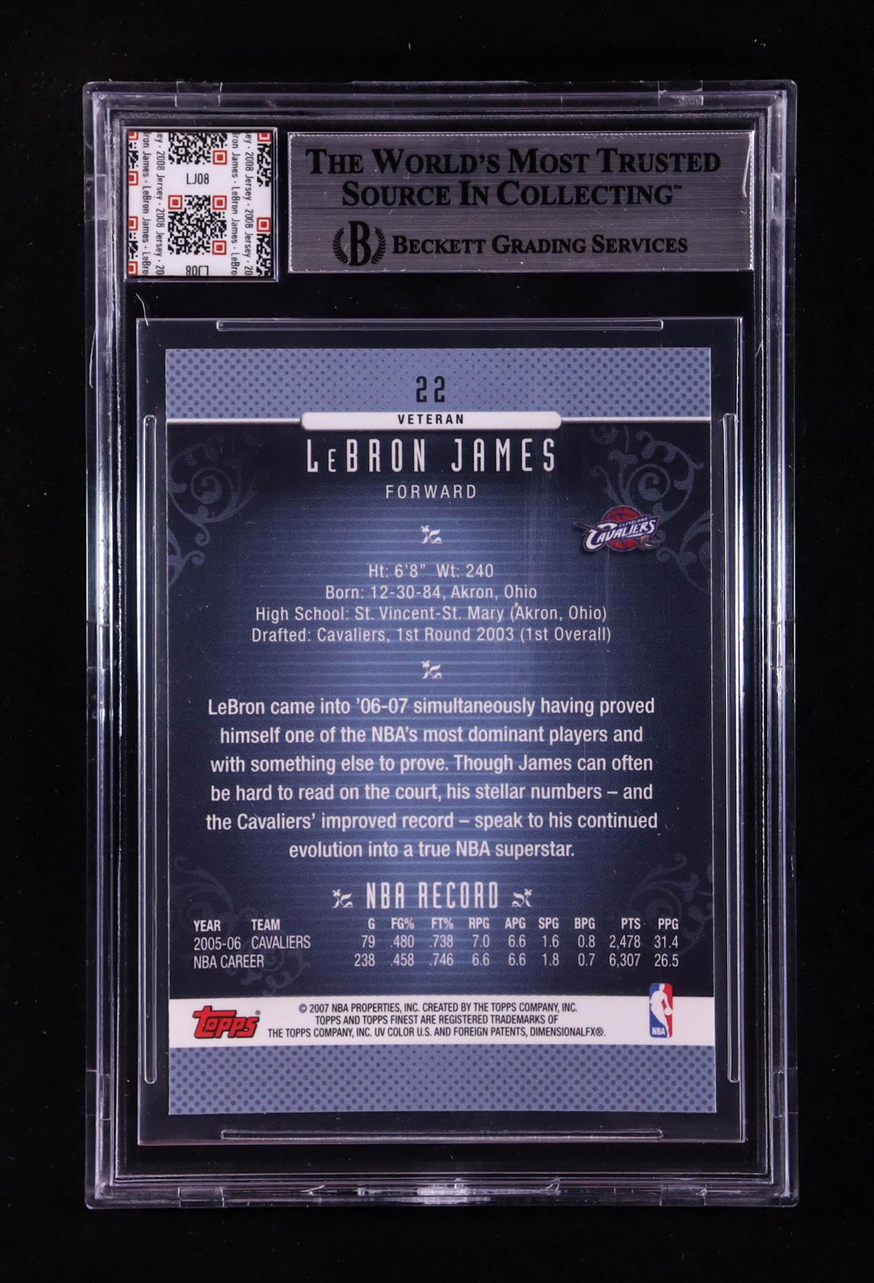 LeBron James 2006-07 Finest #22 With Game-Used Jersey Swatch (BGS 9) at PristineAuction.com LeBron James 2006-07 Finest #22 With Game-Used Jersey Swatch (BGS 9) at PristineAuction.com