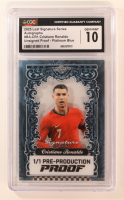 Cristiano Ronaldo 2025 Leaf Signature Series Autographs Pre-Production Proof Platinum Blue Unsigned Proof #BA-CR1 #1/1 (CGC 10) at PristineAuction.com