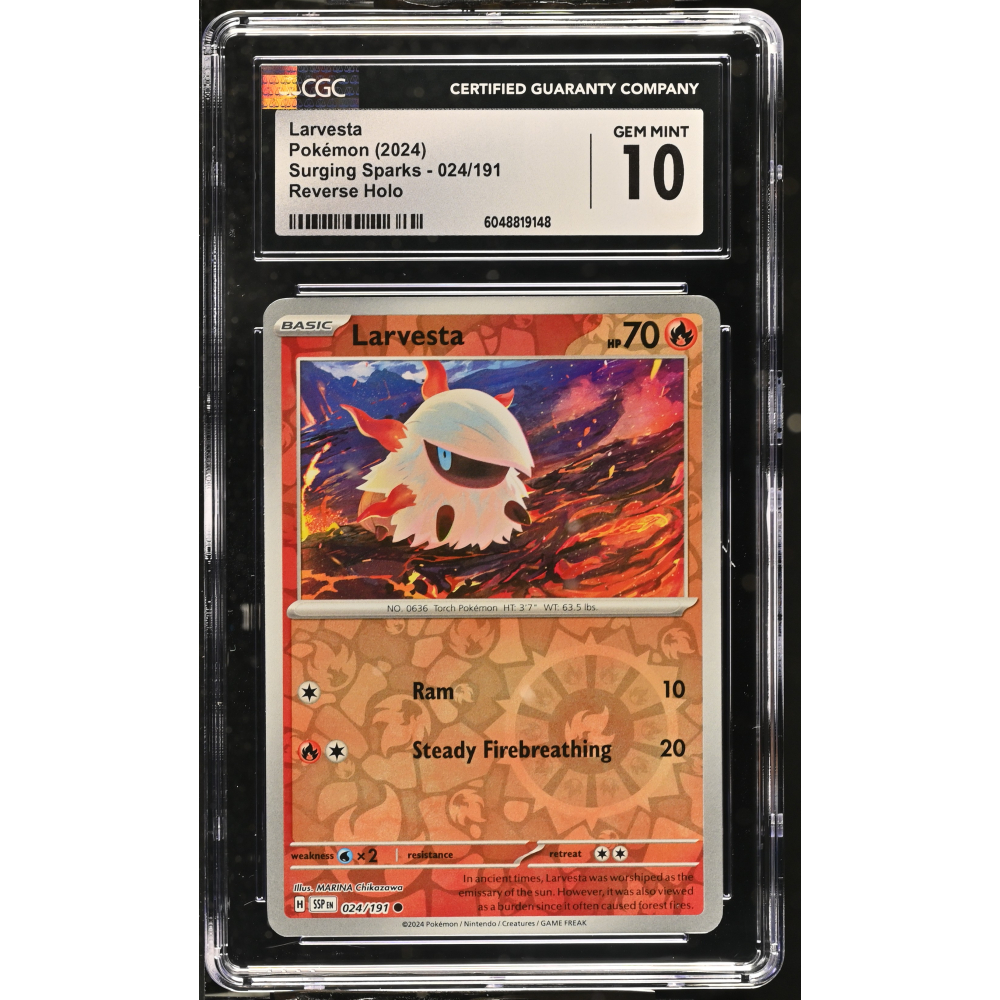 Larvesta 2024 Pokemon Surging Sparks #024/191 (CGC 10) at PristineAuction.com