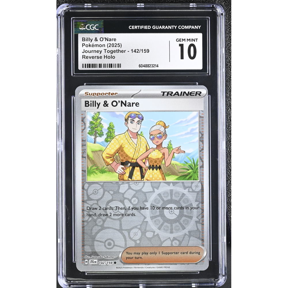 Billy & O'nare 2025 Pokemon Journey Together #142/159 (CGC 10) at PristineAuction.com