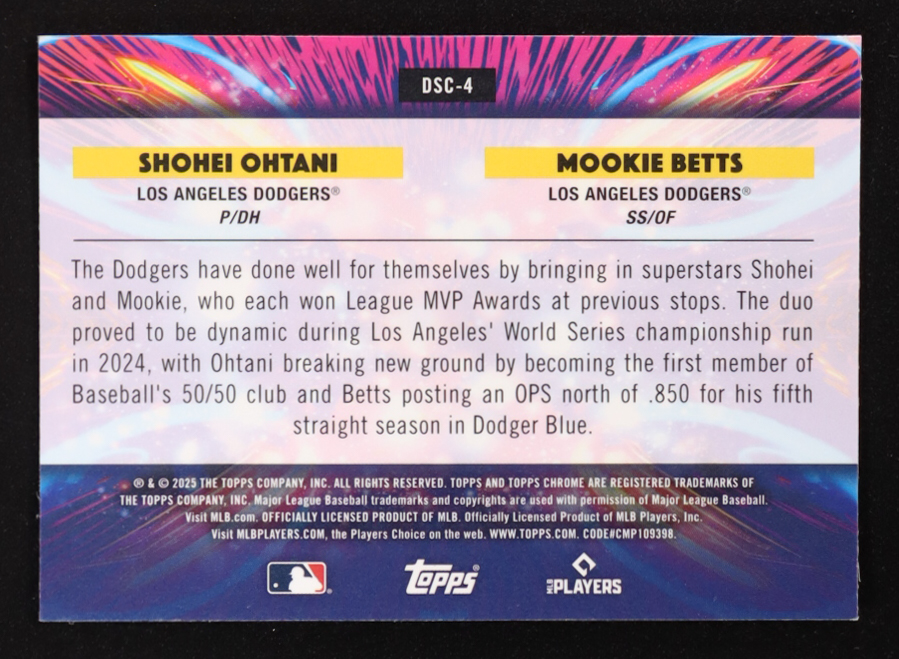Mookie Betts / Shohei Ohtani 2025 Topps Cosmic Chrome Dual Star Clusters #DSC4 at PristineAuction.com Mookie Betts / Shohei Ohtani 2025 Topps Cosmic Chrome Dual Star Clusters #DSC4 at PristineAuction.com