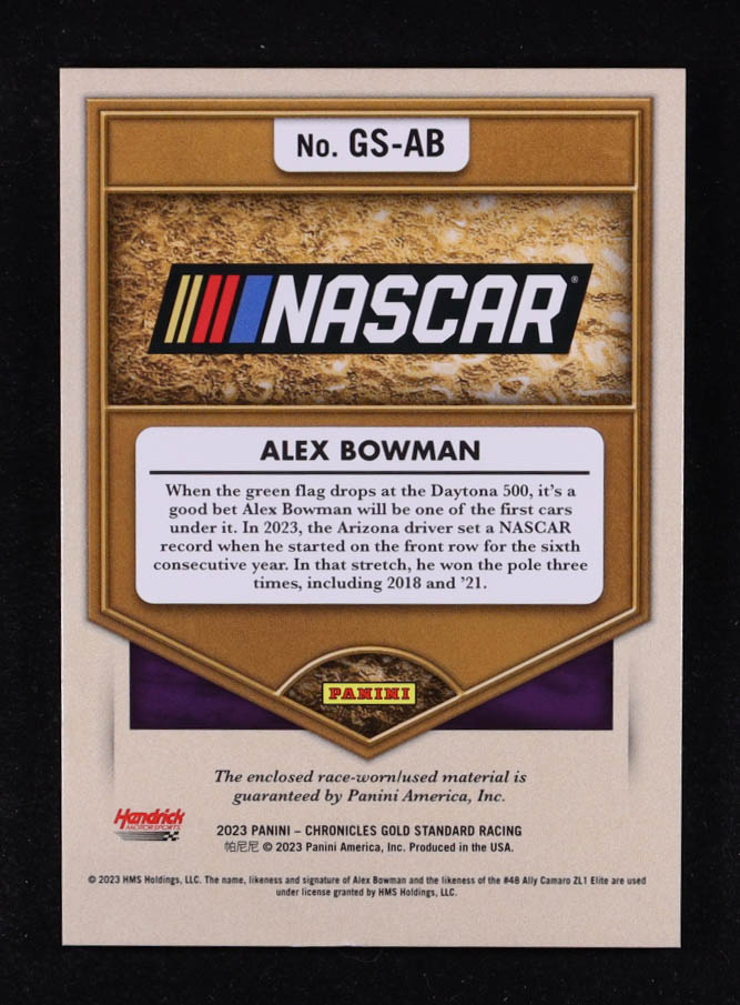 Alex Bowman 2023 Panini Chronicles Gold Standard Newly Minted Memorabilia Red #9 #02/49 at PristineAuction.com Alex Bowman 2023 Panini Chronicles Gold Standard Newly Minted Memorabilia Red #9 #02/49 at PristineAuction.com