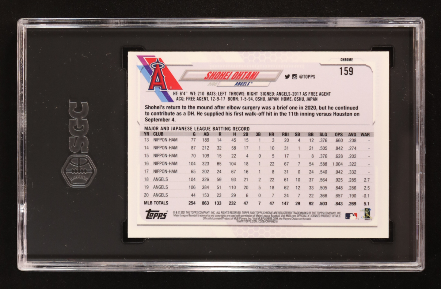Shohei Ohtani 2021 Topps Chrome #159 (SGC 8.5) at PristineAuction.com Shohei Ohtani 2021 Topps Chrome #159 (SGC 8.5) at PristineAuction.com