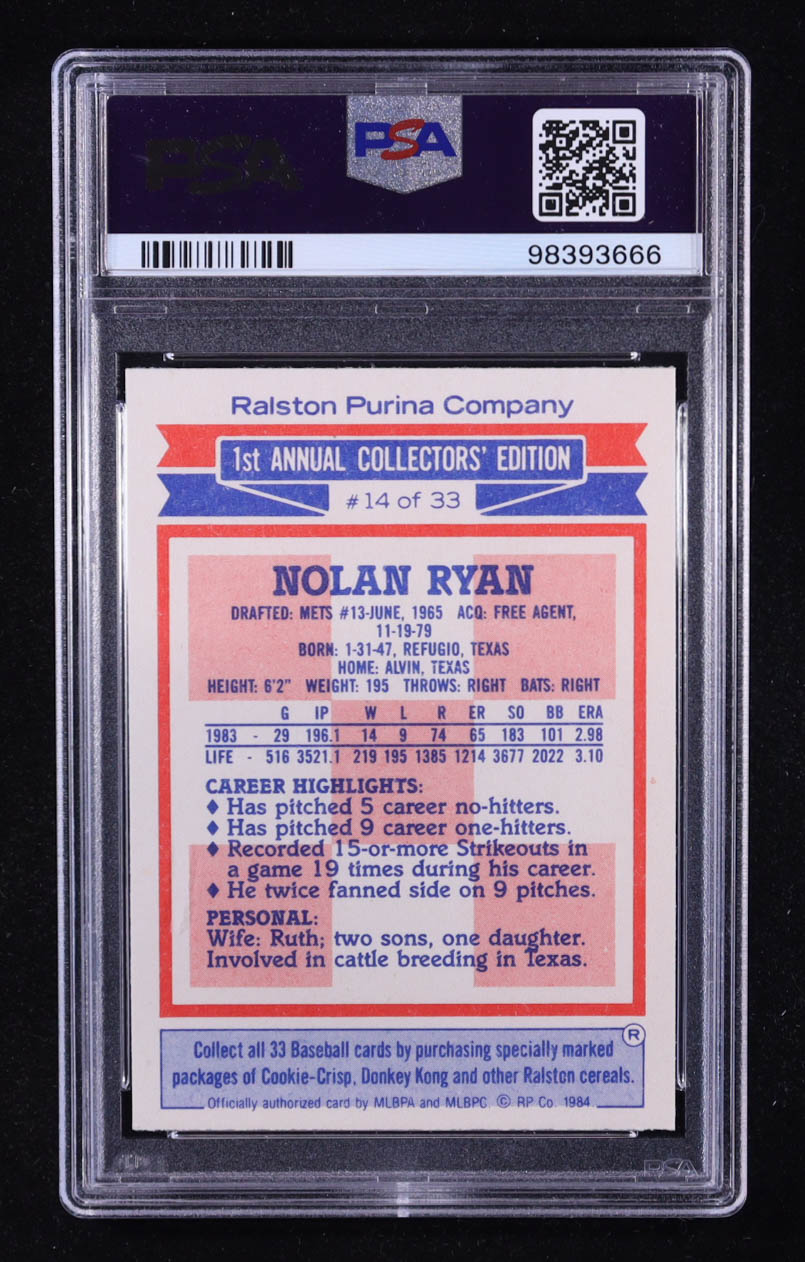 Nolan Ryan 1984 Ralston Purina #14 (PSA 10) at PristineAuction.com Nolan Ryan 1984 Ralston Purina #14 (PSA 10) at PristineAuction.com