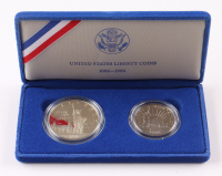 1986-S 100th Anniversary Silver & Half Dollar Liberty Proof Coin Set Of (2) Coins at PristineAuction.com