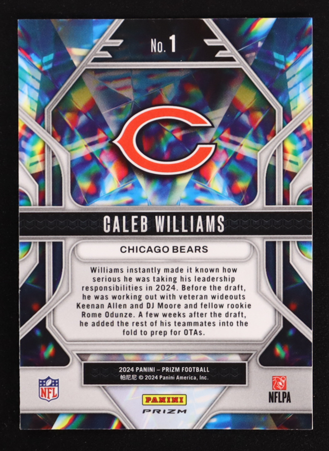 Caleb Williams 2024 Panini Prizm Prizmatic Prizms Green #1 RC at PristineAuction.com Caleb Williams 2024 Panini Prizm Prizmatic Prizms Green #1 RC at PristineAuction.com