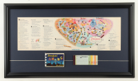 1962 Disneyland Custom Framed Vintage On-Site Park Map Display with A-E Vintage Ticket Book & 1960's Hi-Lites Booklet at PristineAuction.com