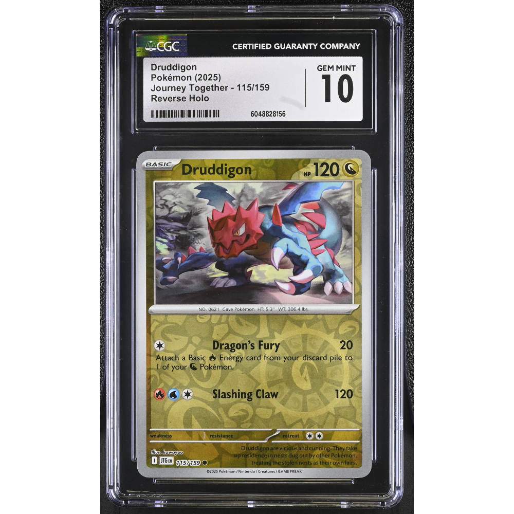 Druddigon 2025 Pokemon Journey Together #115/159 (CGC 10) at PristineAuction.com