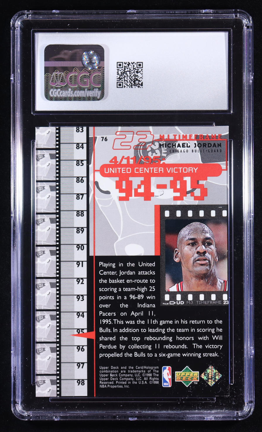 Michael Jordan 1998-99 Upper Deck MJ Living Legend #76 (CGC 8) at PristineAuction.com Michael Jordan 1998-99 Upper Deck MJ Living Legend #76 (CGC 8) at PristineAuction.com