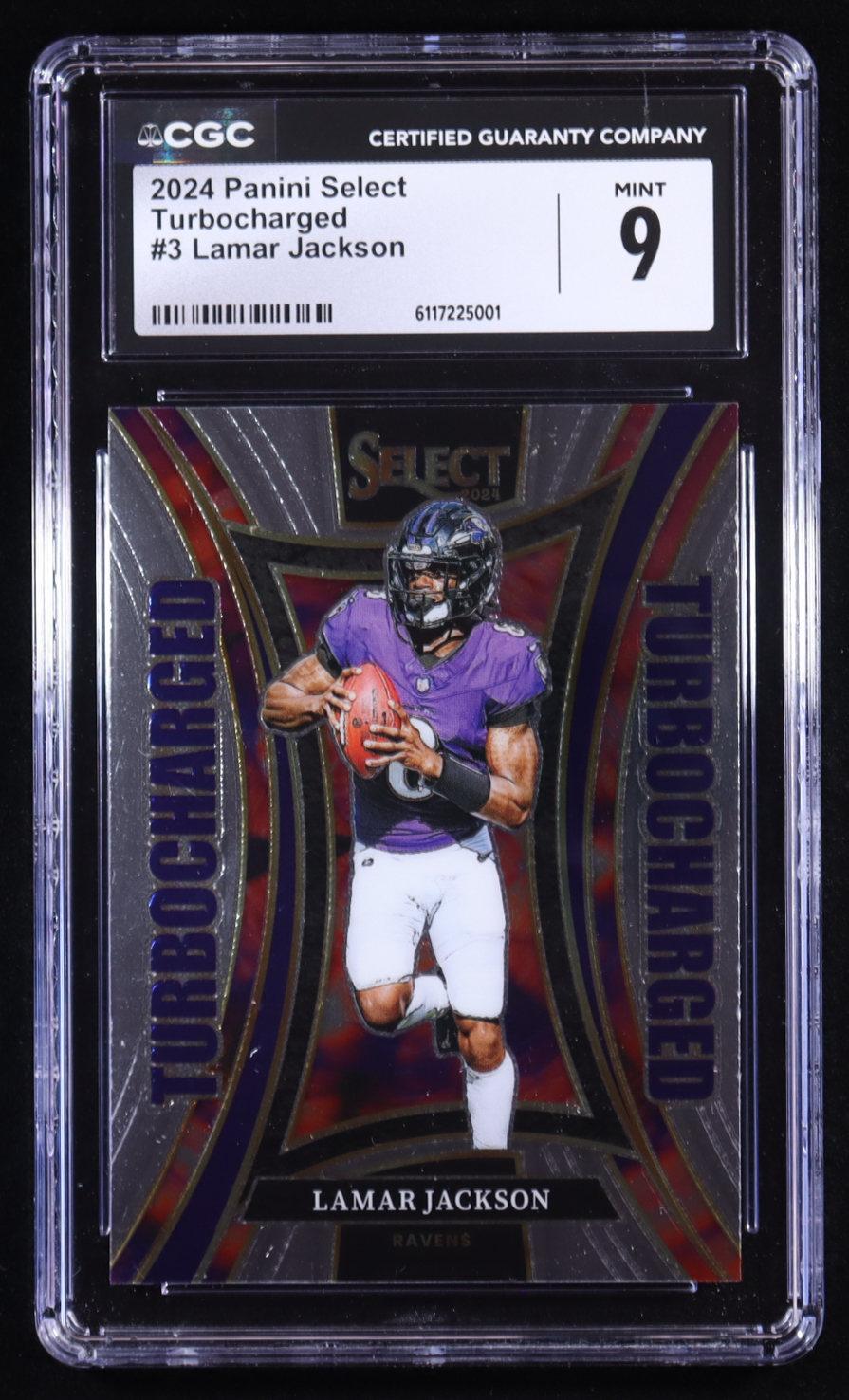 Lamar Jackson 2024 Panini Select Turbocharged #3 (CGC 9) at PristineAuction.com Lamar Jackson 2024 Panini Select Turbocharged #3 (CGC 9) at PristineAuction.com