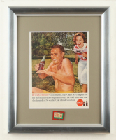 1950 Vintage Coca Cola Custom Framed Original Ad Display with Vintage Coca Cola Pin at PristineAuction.com