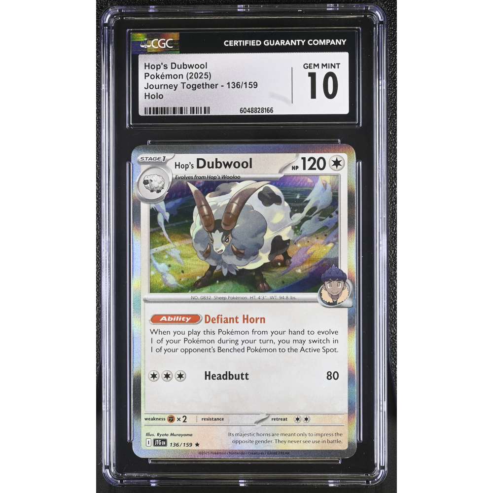 Hop's Dubwool 2025 Pokemon Journey Together #136/159 (CGC 10) at PristineAuction.com