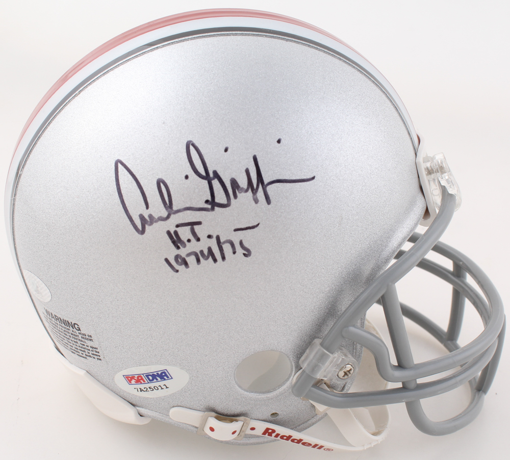 Archie Griffin Signed Ohio State Buckeyes Mini Helmet Inscribed "1974 / 1975 HT." (PSA) at PristineAuction.com Archie Griffin Signed Ohio State Buckeyes Mini Helmet Inscribed "1974 / 1975 HT." (PSA) at PristineAuction.com