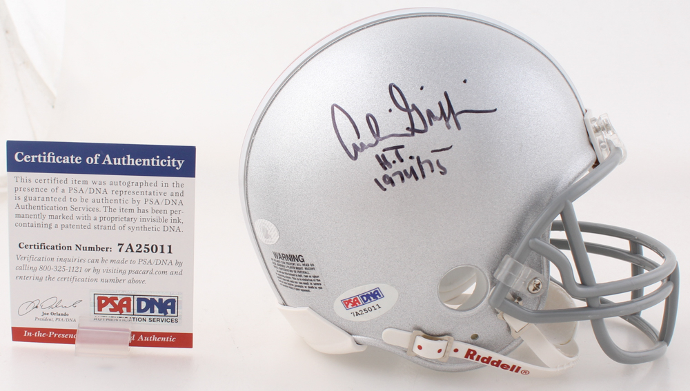 Archie Griffin Signed Ohio State Buckeyes Mini Helmet Inscribed "1974 / 1975 HT." (PSA) at PristineAuction.com Archie Griffin Signed Ohio State Buckeyes Mini Helmet Inscribed "1974 / 1975 HT." (PSA) at PristineAuction.com