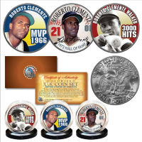 Roberto Clemente Pirates Set of (3) Colorized Eisenhower Dollar Coins at PristineAuction.com