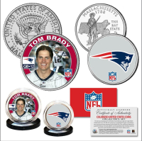 Tom Brady Patriots Set of (2) Quarter & JFK Half Dollar Coins at PristineAuction.com