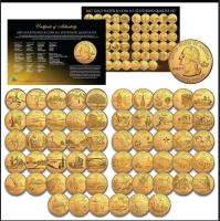 1999-2009 24KT Gold Plated Statehood Set of (56) Quarters at PristineAuction.com