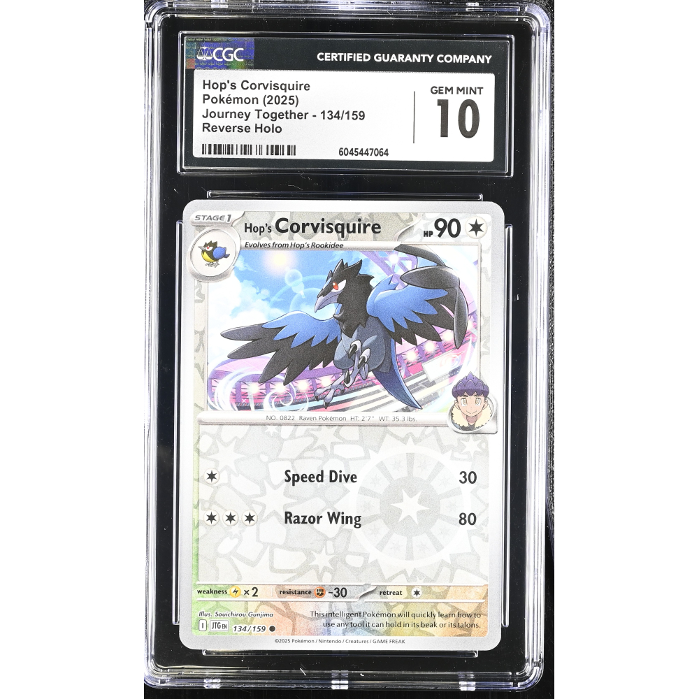 Hop's Corvisquire 2025 Pokemon Journey Together #134/159 (CGC 10) at PristineAuction.com