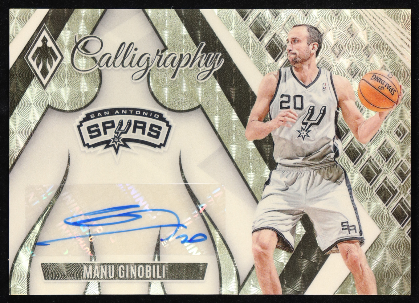 Manu Ginobili 2023-24 Panini Phoenix Calligraphy Auto #CG-MGB #1/1 at PristineAuction.com Manu Ginobili 2023-24 Panini Phoenix Calligraphy Auto #CG-MGB #1/1 at PristineAuction.com
