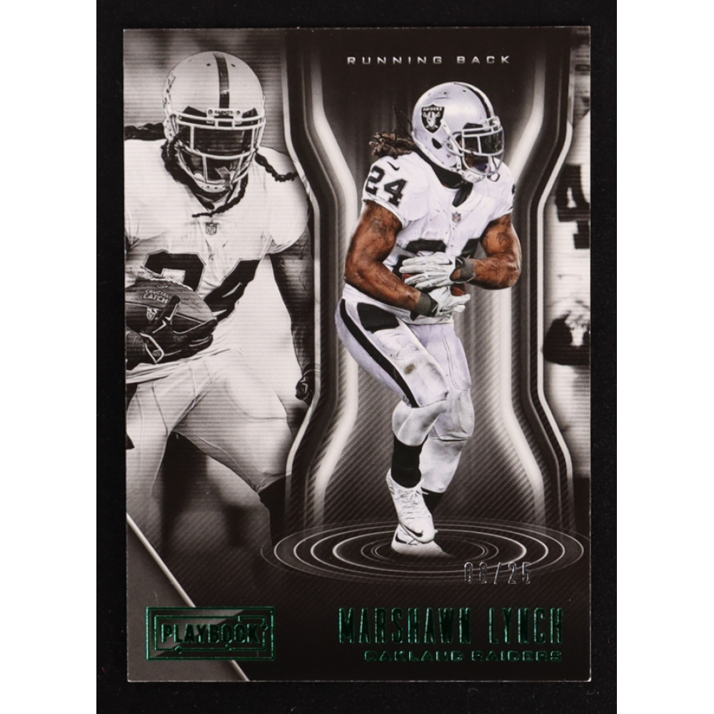Marshawn Lynch 2018 Panini Playbook Green #42 #8/25 at PristineAuction.com